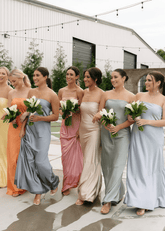 Winifred | Simple Strapless Grey Blue Silk Satin Maxi Bridesmaid Dress with Backless - Price #price_variant_lowest# - Grey Blue - PromDressClub